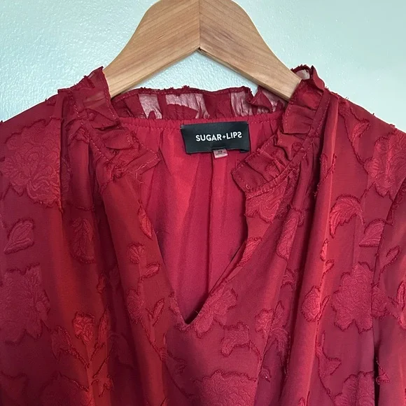 Sugarlips Burgundy Long Sleeve Maxi Dress - Picture 2 of 8